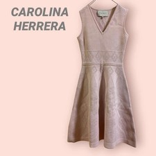 CAROLINA HERRERA Dress Size S Light Pink Sleeveless Knit Women's 97cm Length