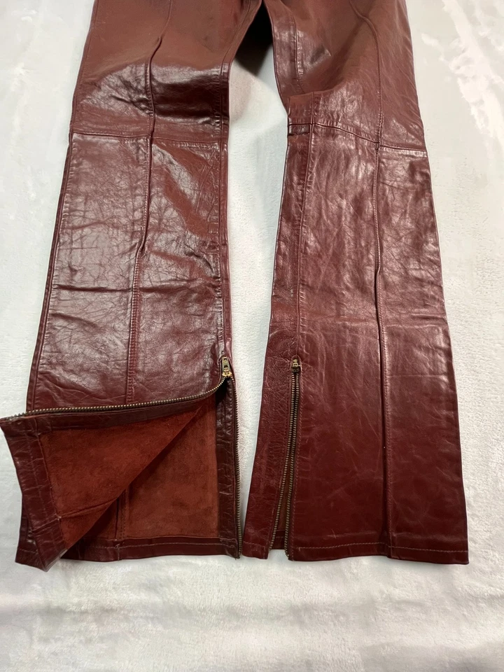 Pantalones de mezclilla de cuero GAP de colección para mujer 6 coñac marrón rojizo al tobillo forrados con cremallera Y2K Foto 4 de 4