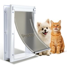Pet Door Dog Easy Install - Wood  PVC Doors  Walls  Cat Small, White