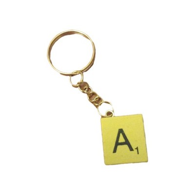 Scrabble Stil Buchstabe Schlüsselanhänger Geschenk A, gelb 
