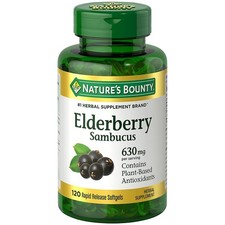 Nature's Bounty Sambucus Elderberry Herbal Supplement, 120 Count Pack of 1 