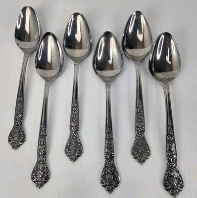Versailles by MSI Soup Spoons Set of 6 Japan 7 3/8  Stainless Vtg Flatware Rose