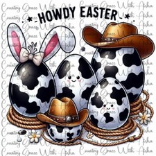 Sublimation Print Howdy Easter Eggs Ready to Press Paper Ink Heat Transfer