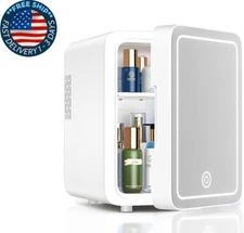Nevera para el cuidado de la piel con espejo con luz LED regulable,mininevera 4L