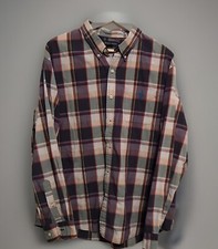US Polo Mens XXL Long Sleeve Plum Olive Tan Plaid Button Down Shirt