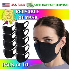 10 Pack 3D Black Fashion Face Mask Washable and Reusable