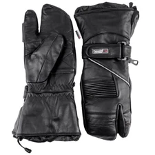Snowmobile Gloves LEATHER Adult Ski Winter 3 FINGER Black Snow Closeout XS SMALL