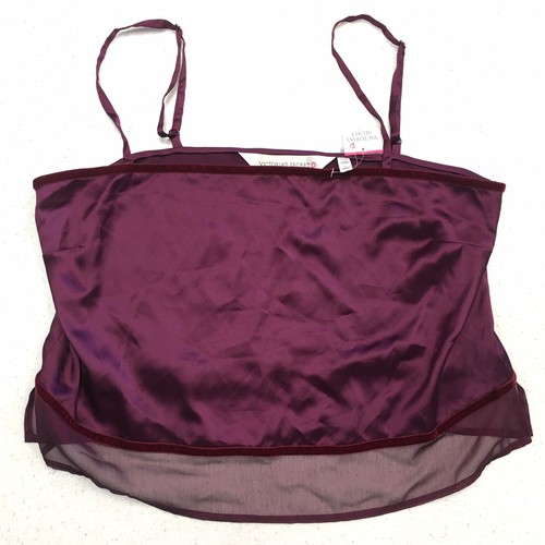Victorias Secret Camisole Cami Lingerie Top Large Wine Velvet Trim Sheer Hem NEW - 第 1/4 張圖片