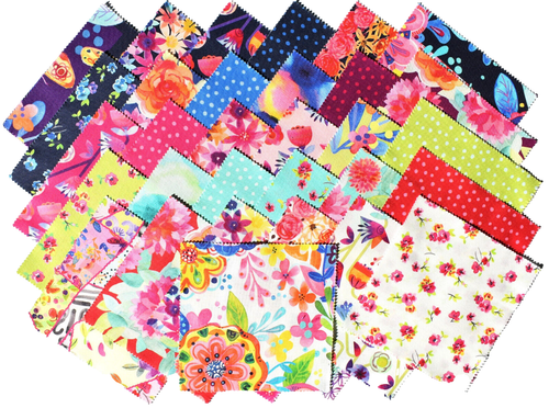 FLOWER PATCHES Charm Pack from MODA - (42) 5" fabric squares set - #21820PP