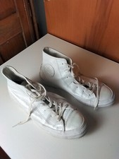 Converse Chuck Taylor All Star Leather High Iridescent White Size 8