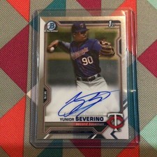2021 YUNIOR SEVERINO #CPA-YS Prospect 1st Bowman Chrome On Card AUTO Twins RC