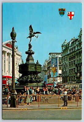 Postcard Statue of Eros, Piccadilly Circus, London, England N12