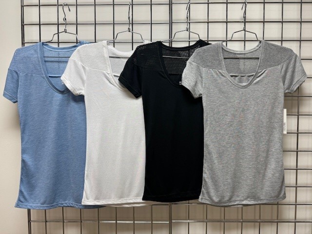 NEW-WOMENS 2(X)IST MESH SHOULDER JERSEY TEE, #WA0110, ASST COLOR