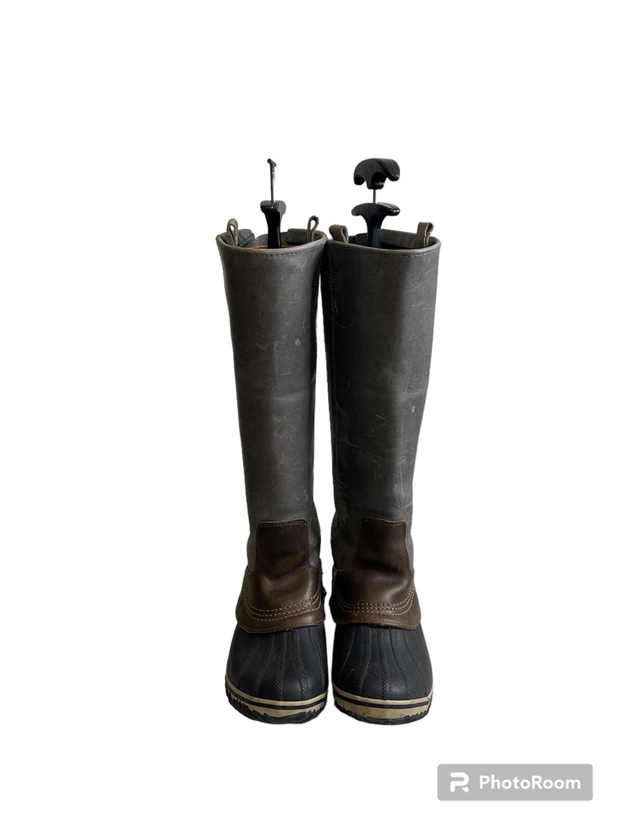 Sorel Slimpack Equestrian Tall Distressed Leather Riding Boots Taupe Size  - Main Image