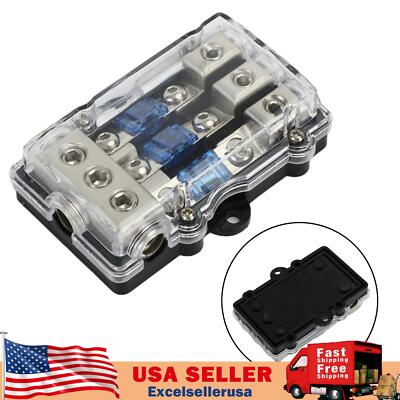 3 Way Mini ANL Blade Fuse Block Holder Copper 2/4 Gauge to 4/6/8 Gauge 60 Amp US