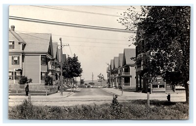 Everett MA Massachusetts ? Unidentified RPPC 1912 Store Street Houses E5