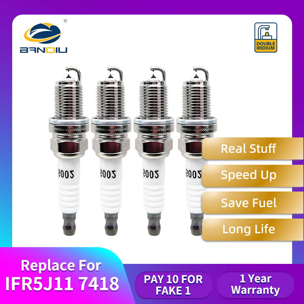 4pc Double-Iridium Spark Plug Replace For NGK IFR5J11 7418 Longest Life