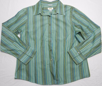 TALBOTS shirt size 18 women's long sleeve striped button up blouse top  (cs20)