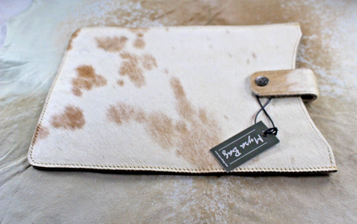 Myra Ipad Sleeve 11 x 8.5 Cowhide Cowboy Tablet Protection Snap Brown - Picture 16 of 24