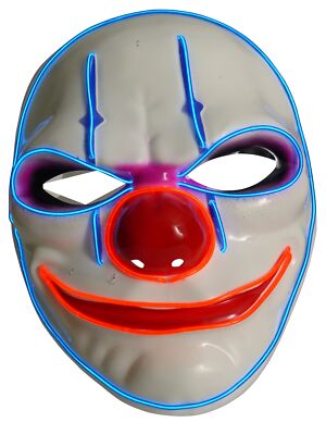 Halloween LED blinkende Leuchtmaske Gesichtsmaske ES böser Clown Killermaske 