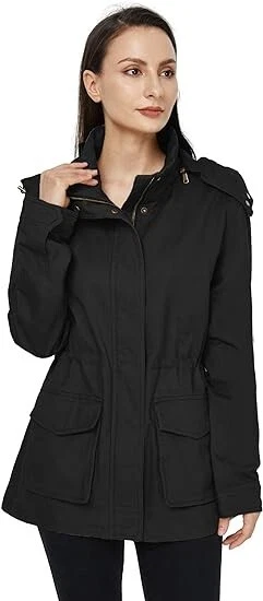 WenVen Women mid-season parka jacket, removable hood, trench coat, cotton size S - Image 2 of 4