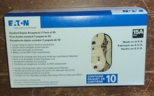 10 Pack EATON 15 AMP Standard Duplex Receptacle -IVORY- 270V-10-LW