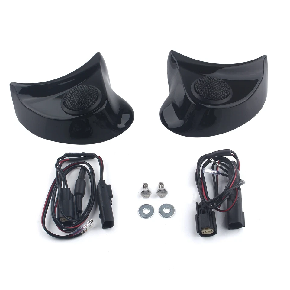 Gloss Black Batwing Speaker Pods Tweeter Kit For Harley Electra Street Tri Glide - Imagem 3 de 4