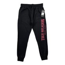 True Religion Men s Sweatpants M Jet Black TR Hit Jogger Lounge Wear NWT