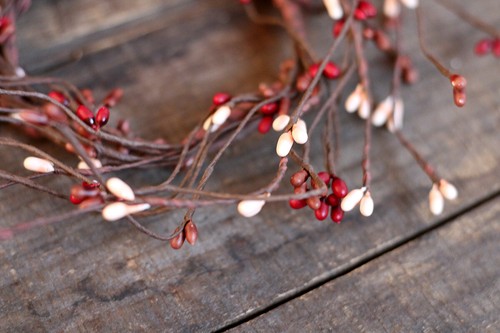 Pip Berry Candle Ring Burgundy Ivory Brown 3.5 inch Wreath Primitive Decor - Picture 4 of 7