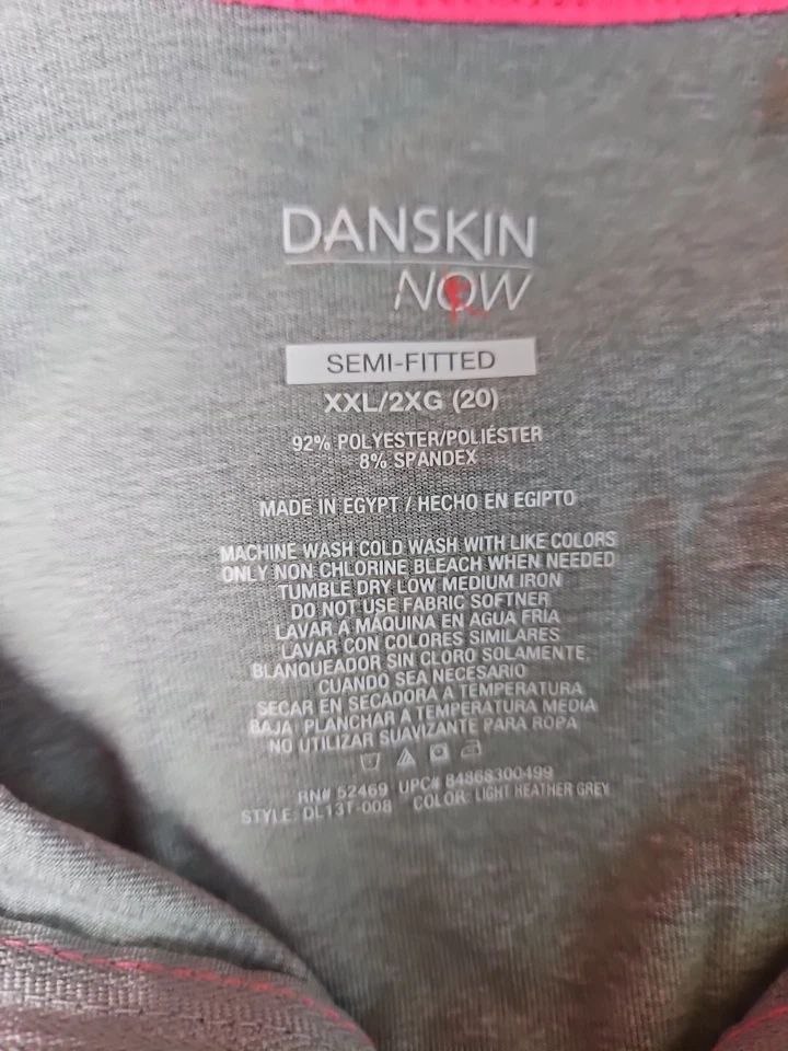 Camisa Deportiva Danskin Now Semi-Ajustada Gris Rosa 3/4 Cremallera Mangas Largas XXL Foto 2 de 4