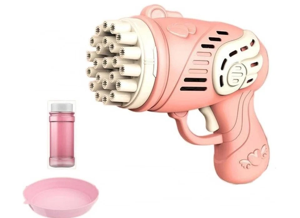 Máquina Pistolas de Burbujas, 23 Agujeros Burbujas Blaster con 2 Solución de Recarga Rosa Foto 3 de 4