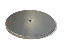 NEW-OLD STOCK ~5" Dia STEEL STAMPED CHECK PLATE OR CAP  (CTR HOLE 1/4" DIA.)