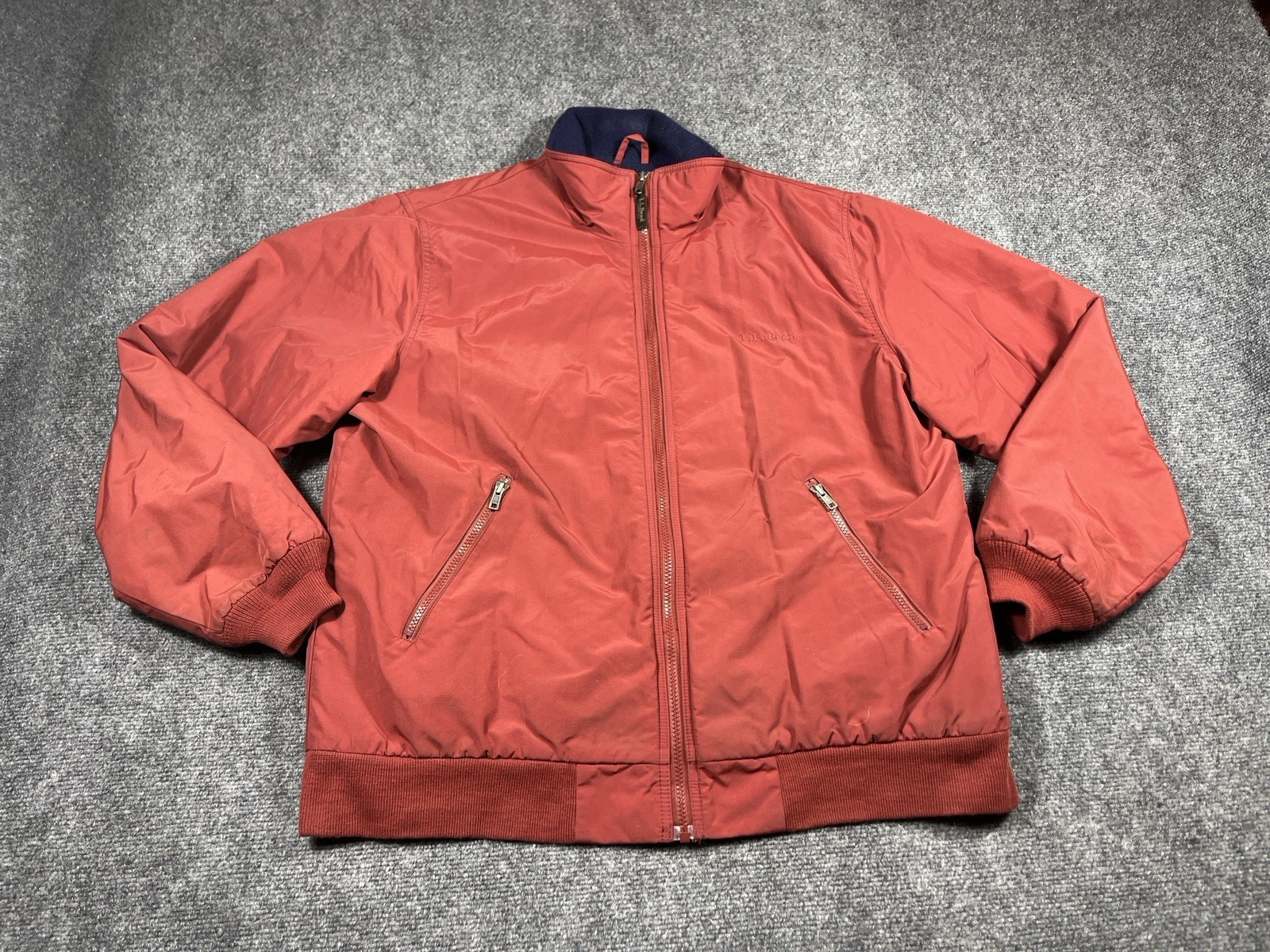 LL Bean Mens Red Full Zip Fleece Coat