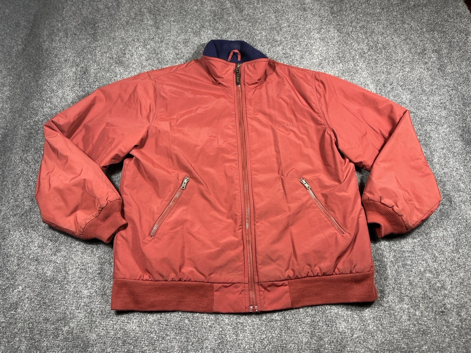 LL Bean Coat Mens Size Large Long Sleeve Red Full Zip Lined Fleece Outdoor