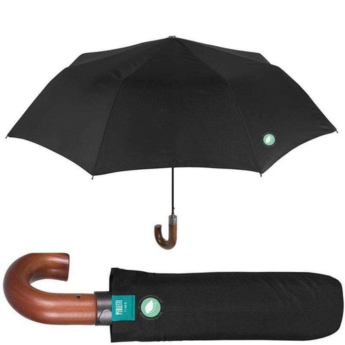 Paraguas Plegables Negro Con Mango De Madera Hombre | eBay