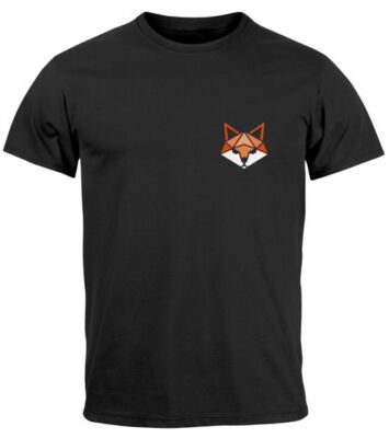 Herren T-Shirt Fuchsmotiv Brustlogo Aufdruck Tiermotiv Polygon-Style Geometrie