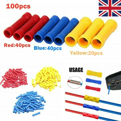 200Pcs Insulated Straight Butt Connectors Electrical Crimp Terminals Wire Cable - Picture 14 of 18