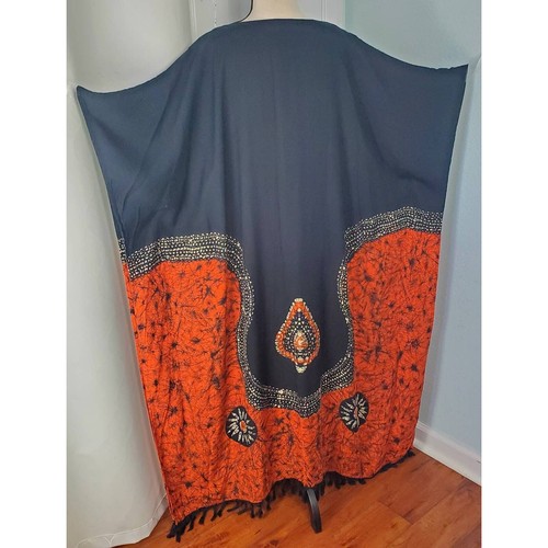 Manta Orange and Black caftan - Size 1X - Picture 2 of 8