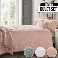 Luxury Tufted Duvet Cover Pillowcase Set Ruffled Bedding Quilt Soft All Season