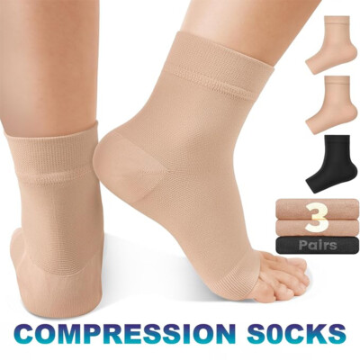 3pairs Plantar Fasciitis Compression Socks Arch Ankle Pain Relief For Women Men