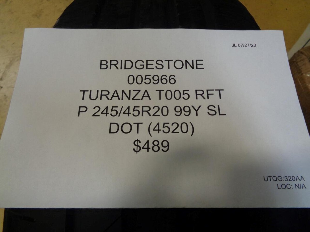 BRIDGESTONE TURANZA T005 RFT P 245 45 20 99Y SL TIRE 005966 | eBay