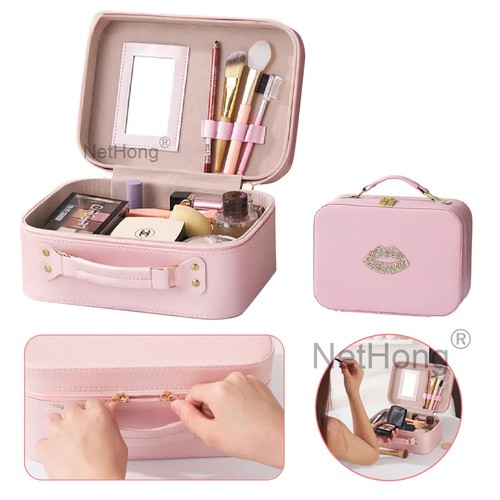 Travel Makeup Bag with Mirror Portable Cosmetic Organizer for Daily Use - Picture 7 of 7