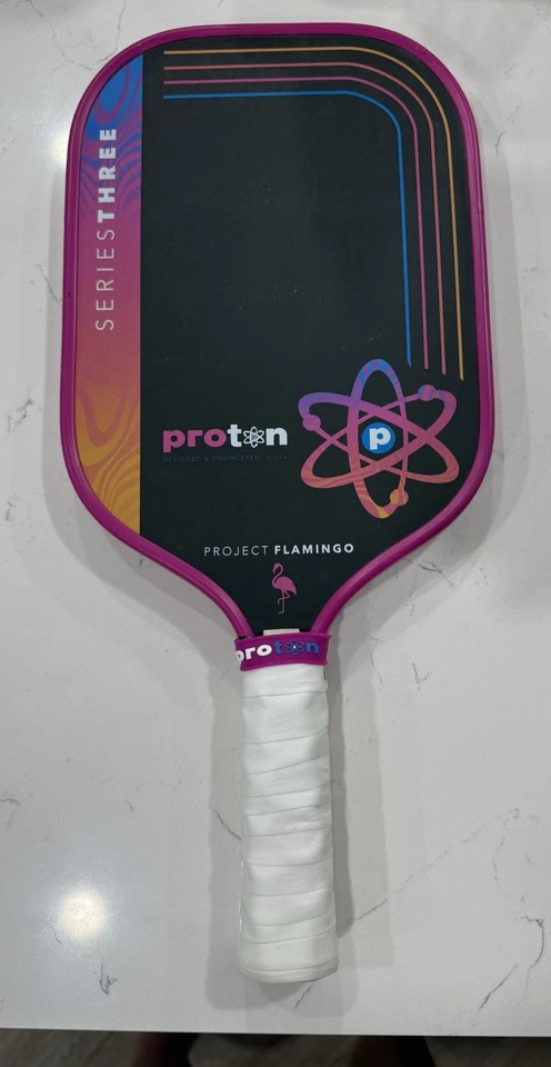 Proton Flamingo Project Series 3 Pink Pickleball Paddle Used Great  Condition - Image 3 of 4