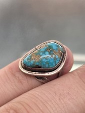 VINTAGE STERLING SILVER NATIVE AMERICAN TURQUOISE RING SIZE 5