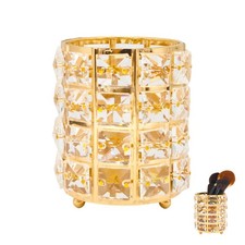 Gold Makeup Brush Holder Organizer Crystal Storage Cup