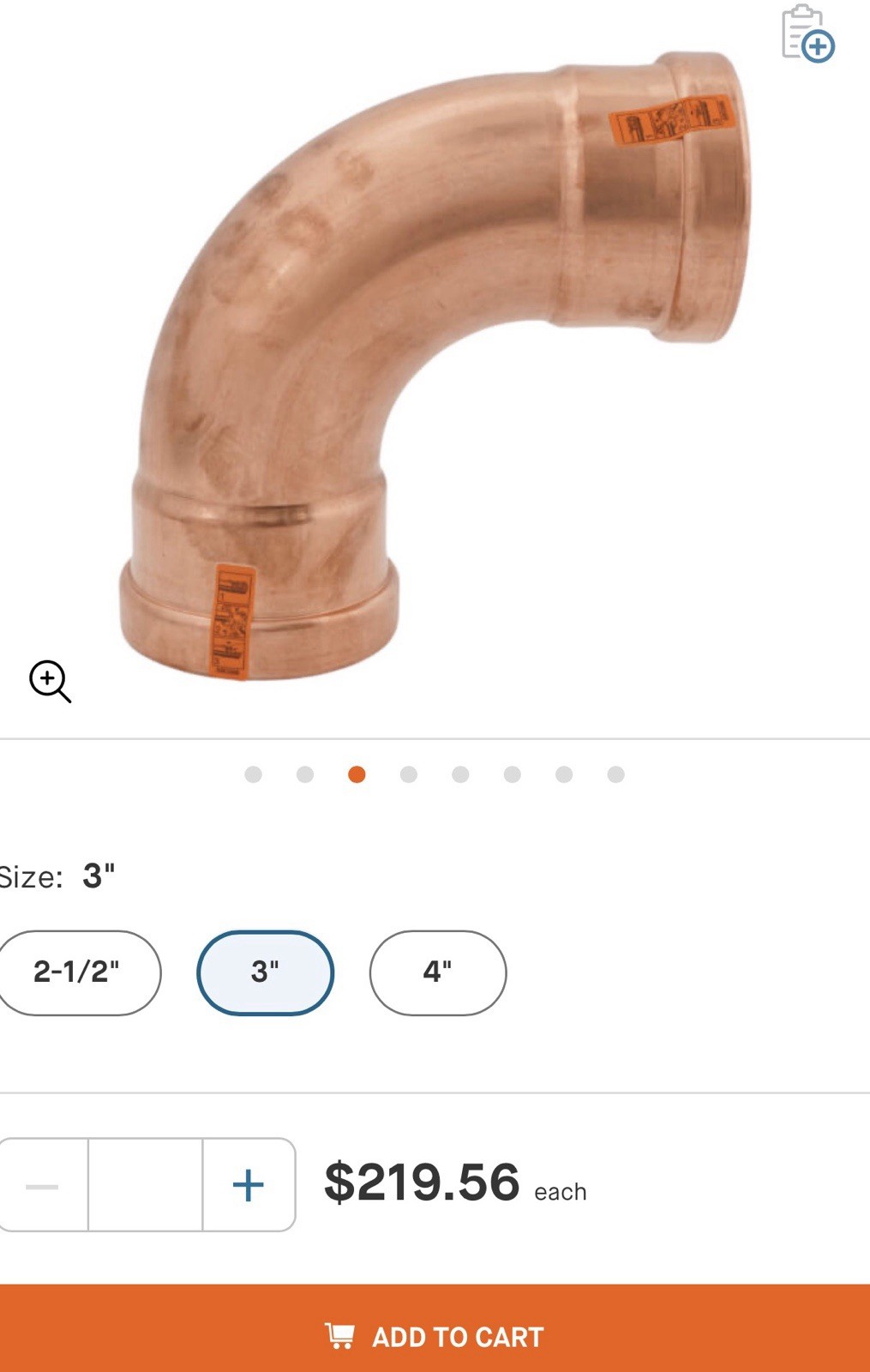 Viega ProPress 3 in Copper 90° Press Elbow Fitting