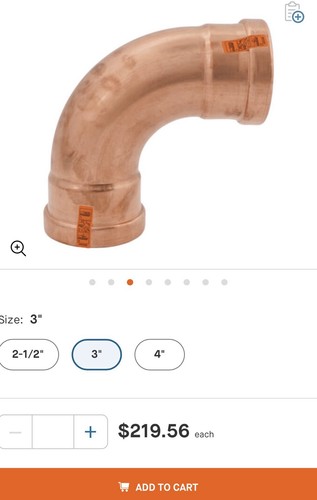 Viega ProPress 3 in Copper 90° Press Elbow Fitting