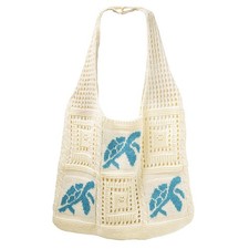 White Crochet Summer Tote Bag   Cute Small Mesh Knitted Beach Handbag, Boho C...