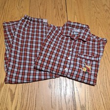 Vtg The Disney Store Winnie The Pooh Red Plaid Pajamas Embroidered Womens Med
