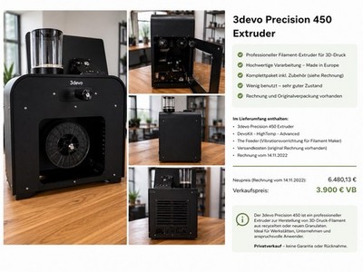 3devo Precision 450 Extruder   Filament Maker   Top Zustand   inkl. Zubehör